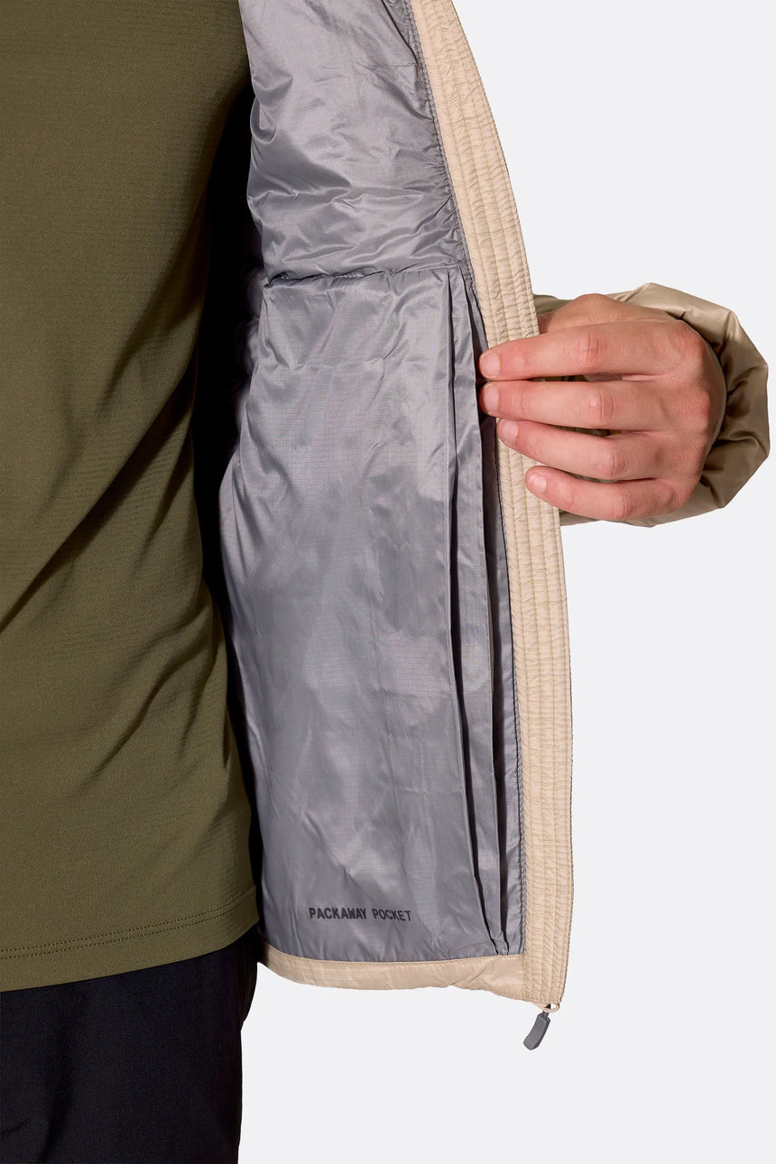 Rab Men's Microlight Down Jacket in Dark Pebble (Reference) - Lining Detail, Worn