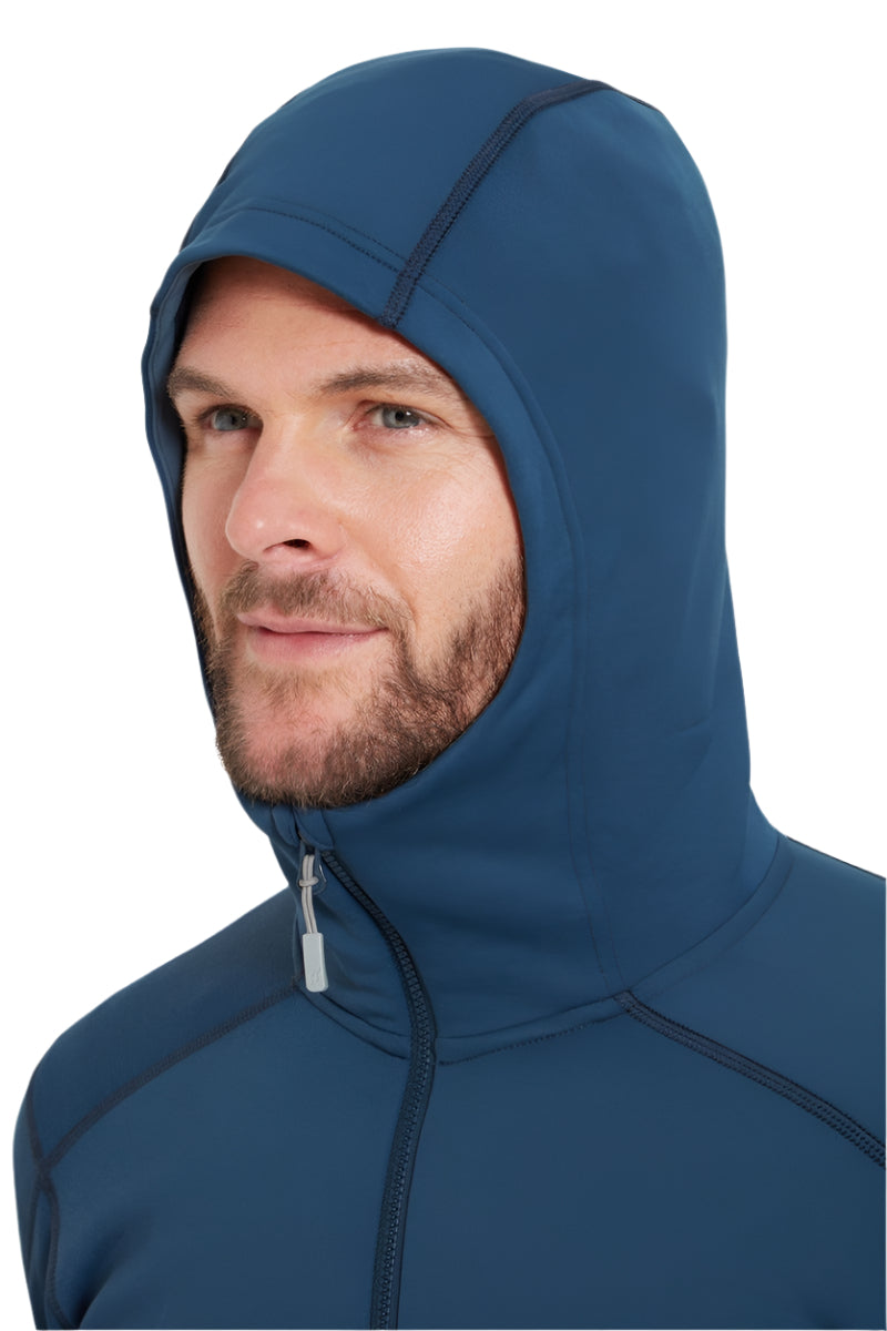 Rab Men's Modulus Hoody in Tempest Blue - hood detail