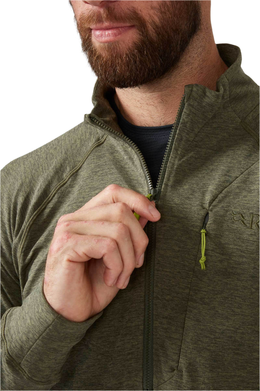 Rab Men's Nexus Pull-On in Light Khaki - chest pocket zip pull detail (cropped)
