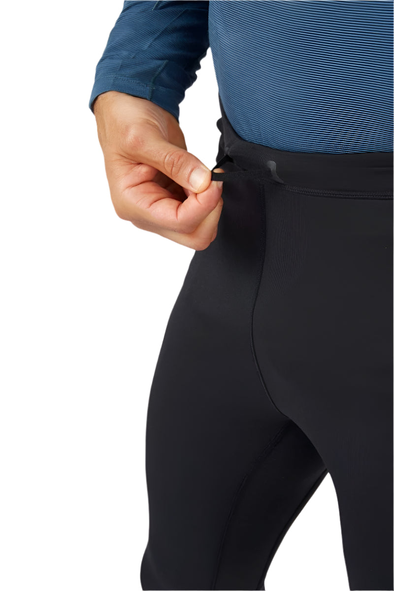Rab Men's Ocular 3/4 Tights in Black - waistband drawcord detail