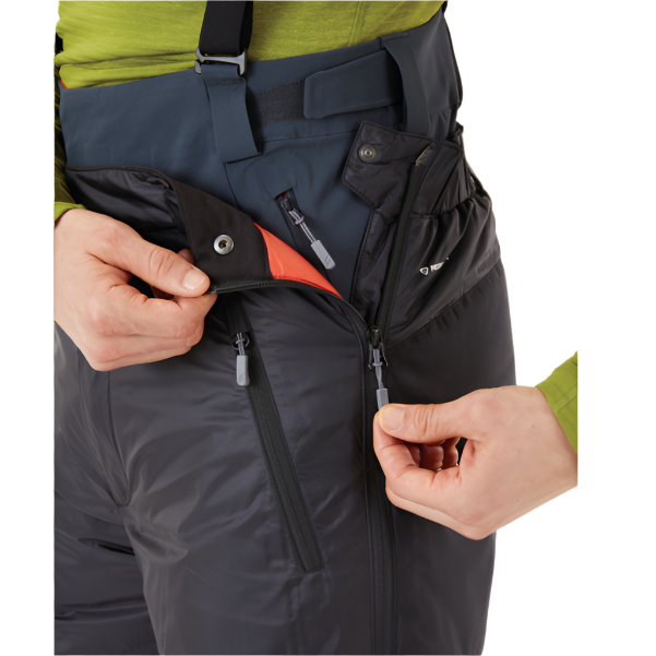 Rab Men's Photon Insulated Pants in Black, side vent zip detail