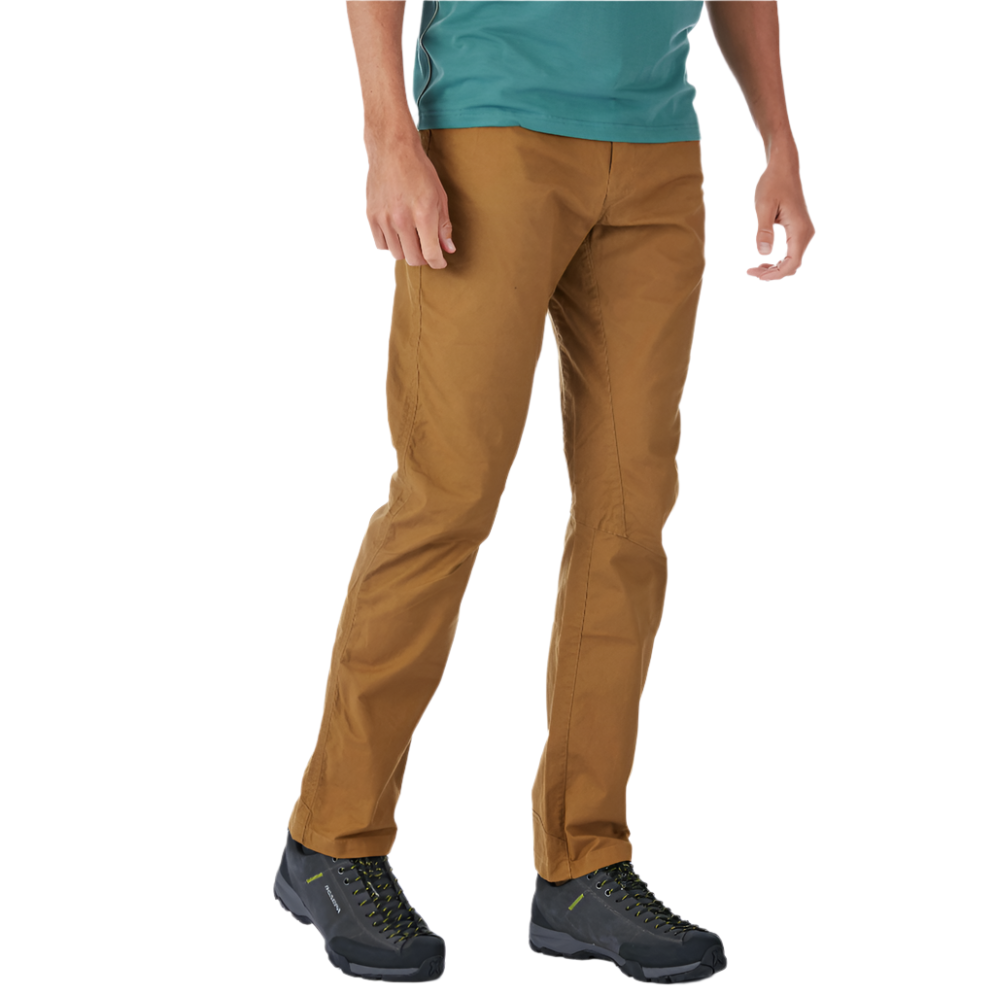 Rab Men's Radius Pant in Cumin - worn, front detail