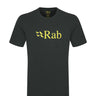 Rab Men's Stance Logo SS Tee in Beluga/Pollen - flat lay, front