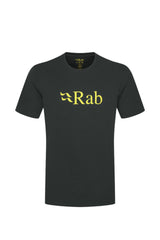 Rab Men's Stance Logo SS Tee in Beluga/Pollen - flat lay, front