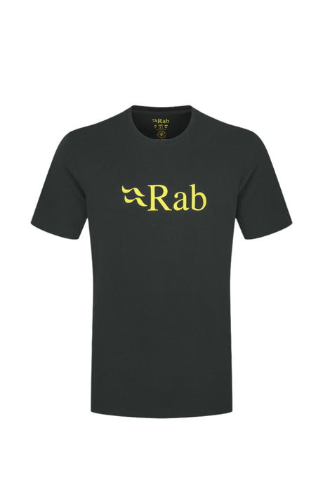 Rab Men's Stance Logo SS Tee in Beluga/Pollen - flat lay, front
