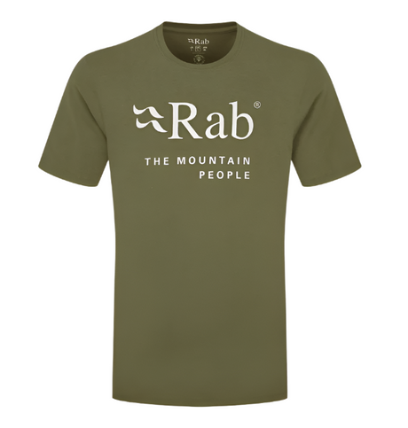 Rab Men's Stance Mountain SS Tee in Army - flat lay, front
