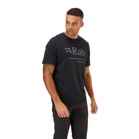 Rab Men's Stance Mountain SS Tee in Black (styling reference) - worn, three-quarter