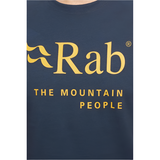 Rab Men's Stance Mountain SS Tee in Navy (styling reference) - chest logo detail