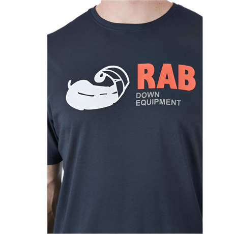 Rab Men's Stance Vintage SS Tee in Navy (styling reference) - chest logo detail
