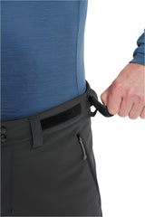 Rab Men's Torque Winter Pants in Black - waistband adjustment detail