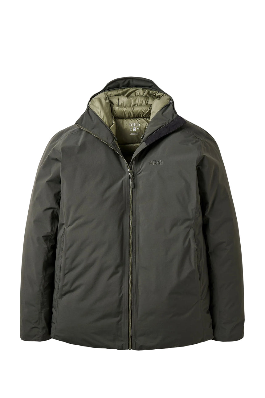 Rab Men's Valiance Waterproof Down Jacket in Dark Army - front