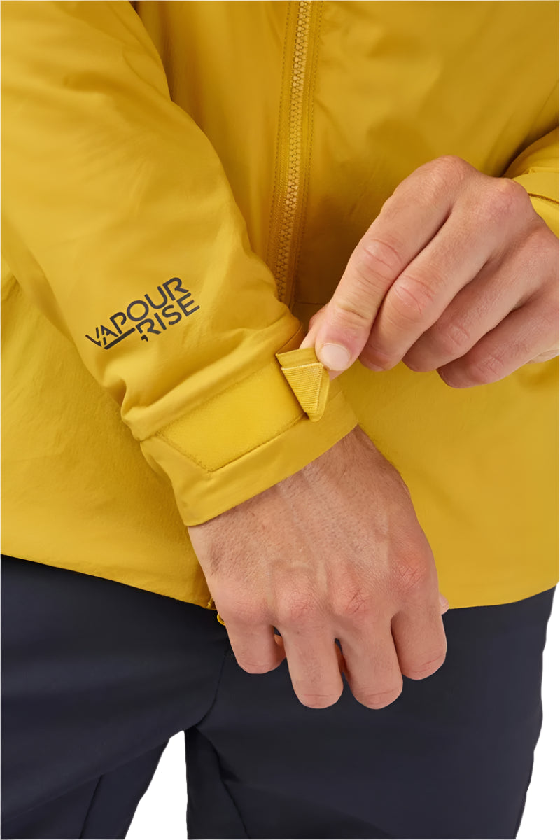 Rab Men's Vapour-Rise Summit Jacket in Sahara (styling reference) - Cuff Adjustment Detail