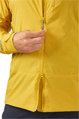 Rab Men's Vapour-Rise Summit Jacket in Sahara (styling reference) - Front Zip Detail