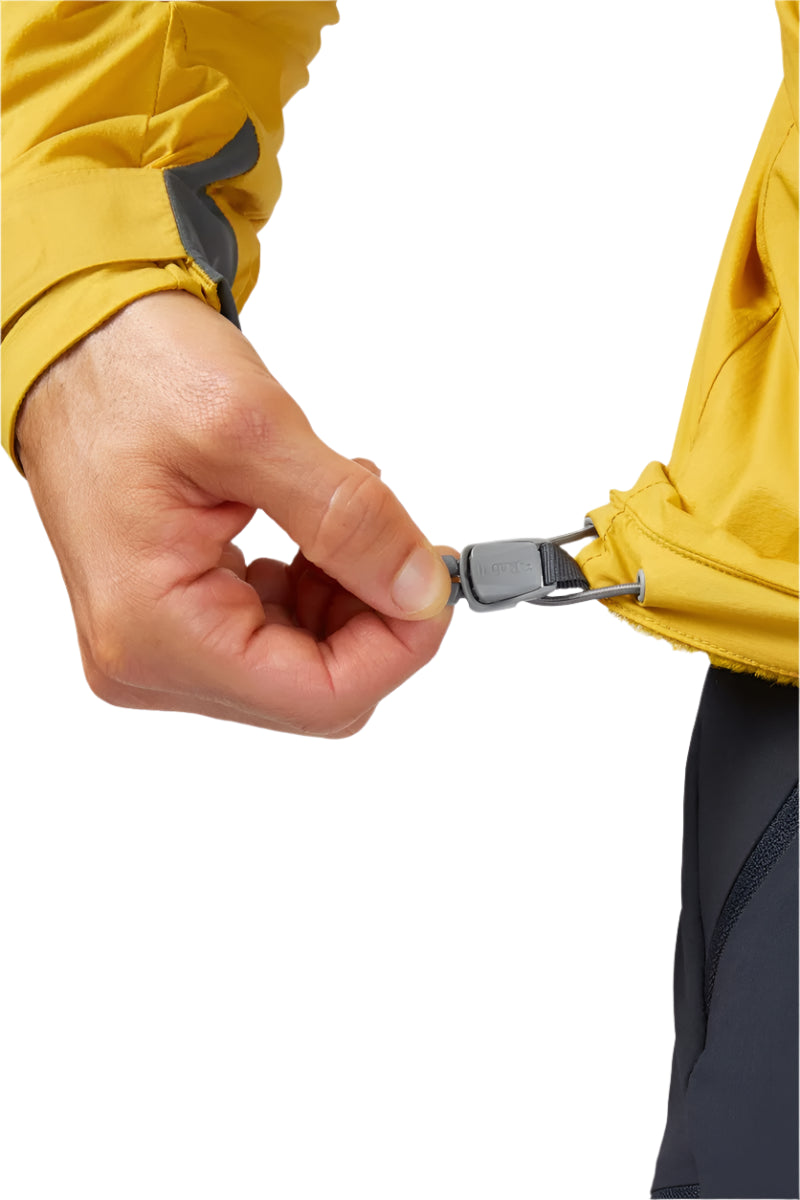 Rab Men's Vapour-Rise Summit Jacket in Sahara (styling reference) - Hem Adjustment Detail