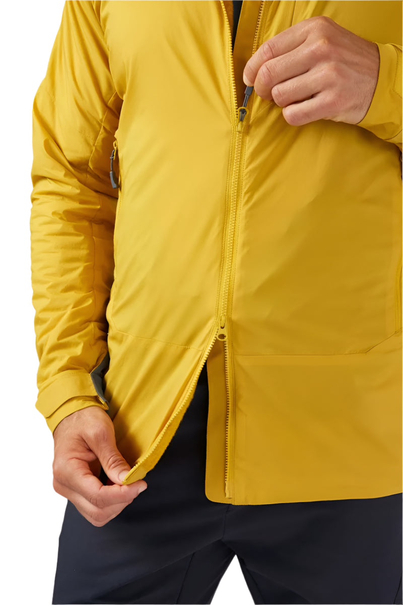 Rab Men's Vapour-Rise Summit Jacket in Sahara (styling reference) - Hem Detail