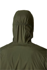 Rab Men's Windgather Hooded Jacket in Green - hood back detail worn
