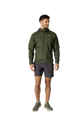 Rab Men's Windgather Hooded Jacket in Green - worn front