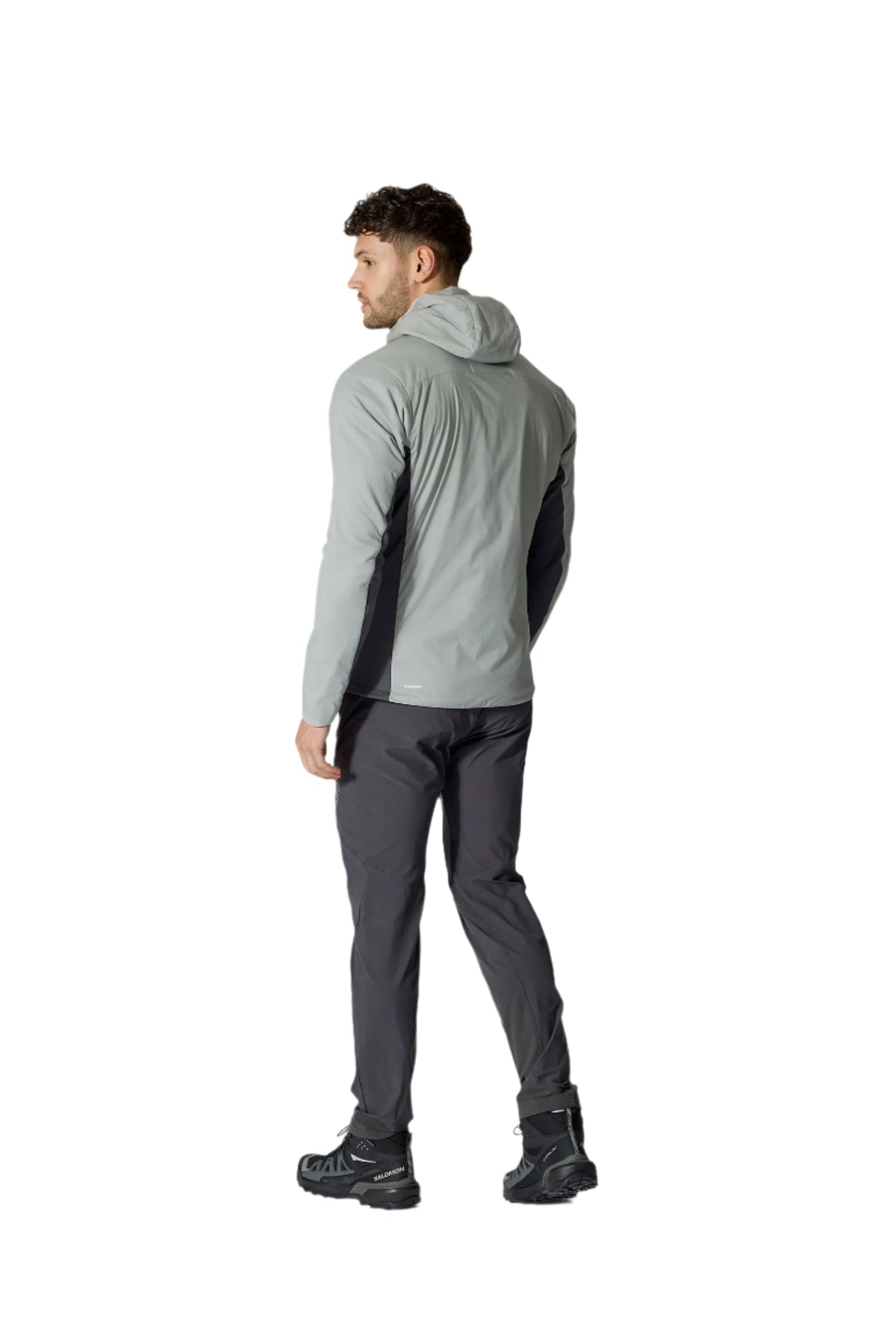 Rab Men's Xenair Alpine Flex Insulated Jacket in Light Zinc - back, worn
