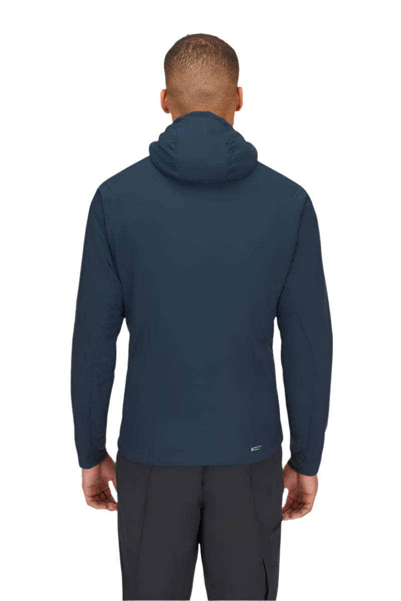 Rab Men's Xenair Alpine Light Insulated Jacket in Tempest Blue - back, worn