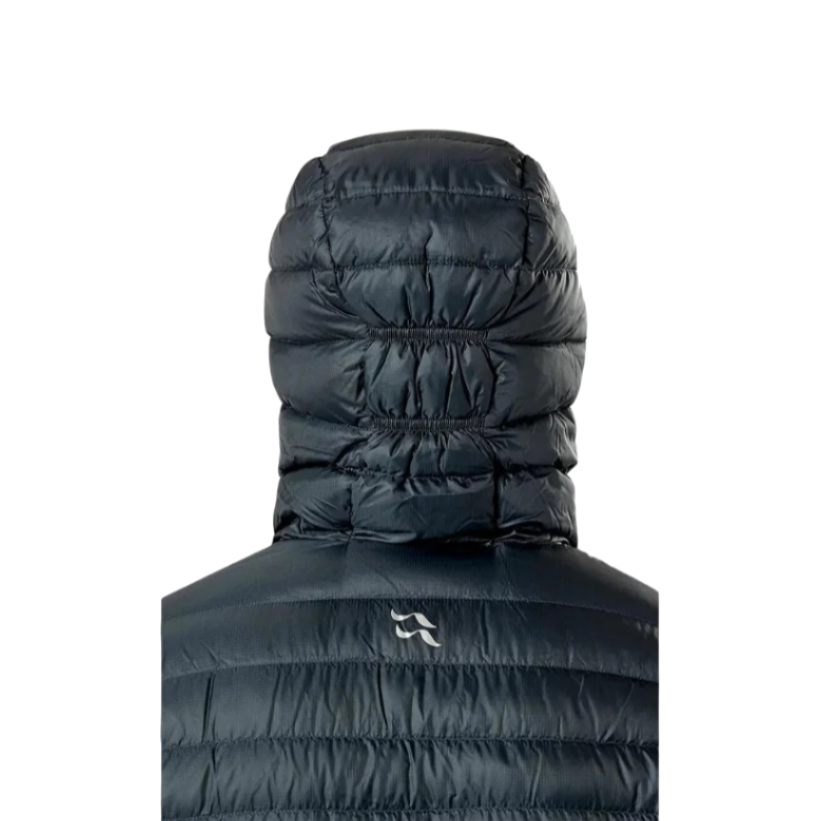 Rab Men's Microlight Alpine Down Jacket in Black - worn, hood up, back
