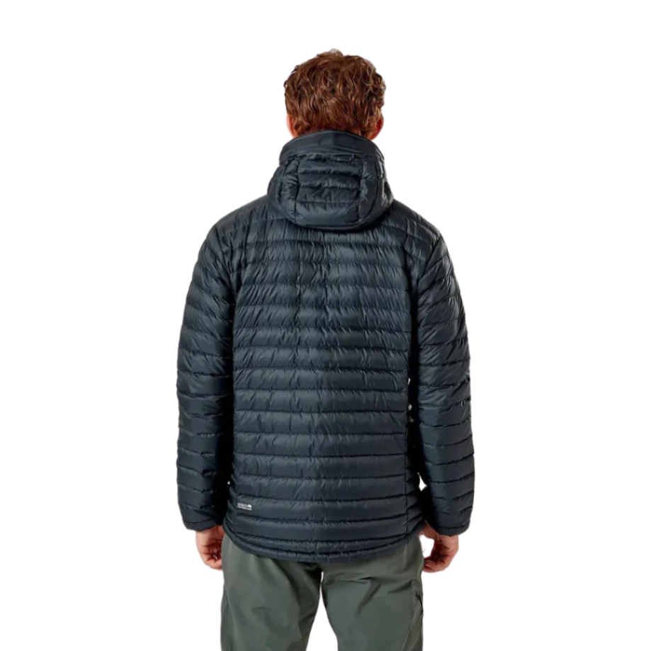Rab Men's Microlight Alpine Down Jacket in Black - worn, back