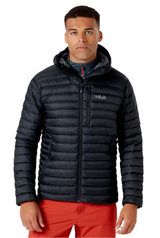 Rab Men's Microlight Alpine Down Jacket in Black - worn, front