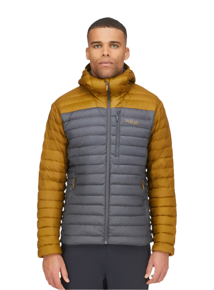 Rab Men's Microlight Alpine Down Jacket in Footprint/Graphite - worn, front
