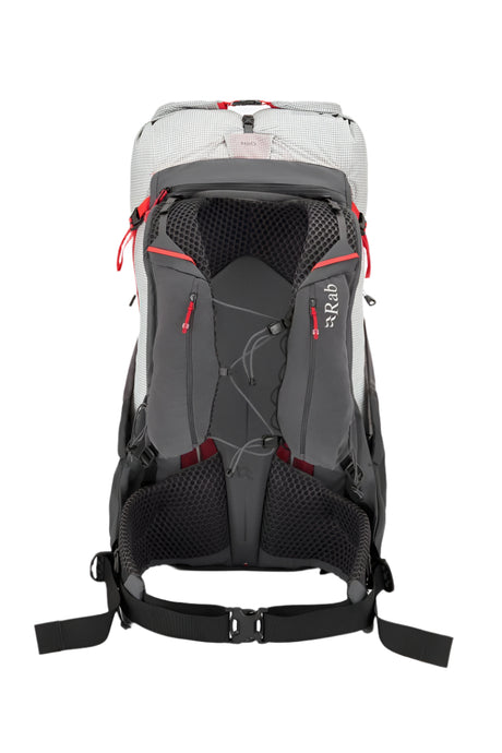 Rab Muon 40L Hiking Pack in Pewter/Graphene - Back View