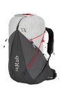 Rab Muon 40L Hiking Pack in Pewter/Graphene - Front View