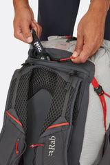 Rab Muon 40L Hiking Pack in Pewter/Graphene - Webbing Ladder Detail