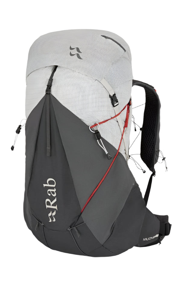 Rab Muon 50L Hiking Pack in Pewter/Graphene - Front View
