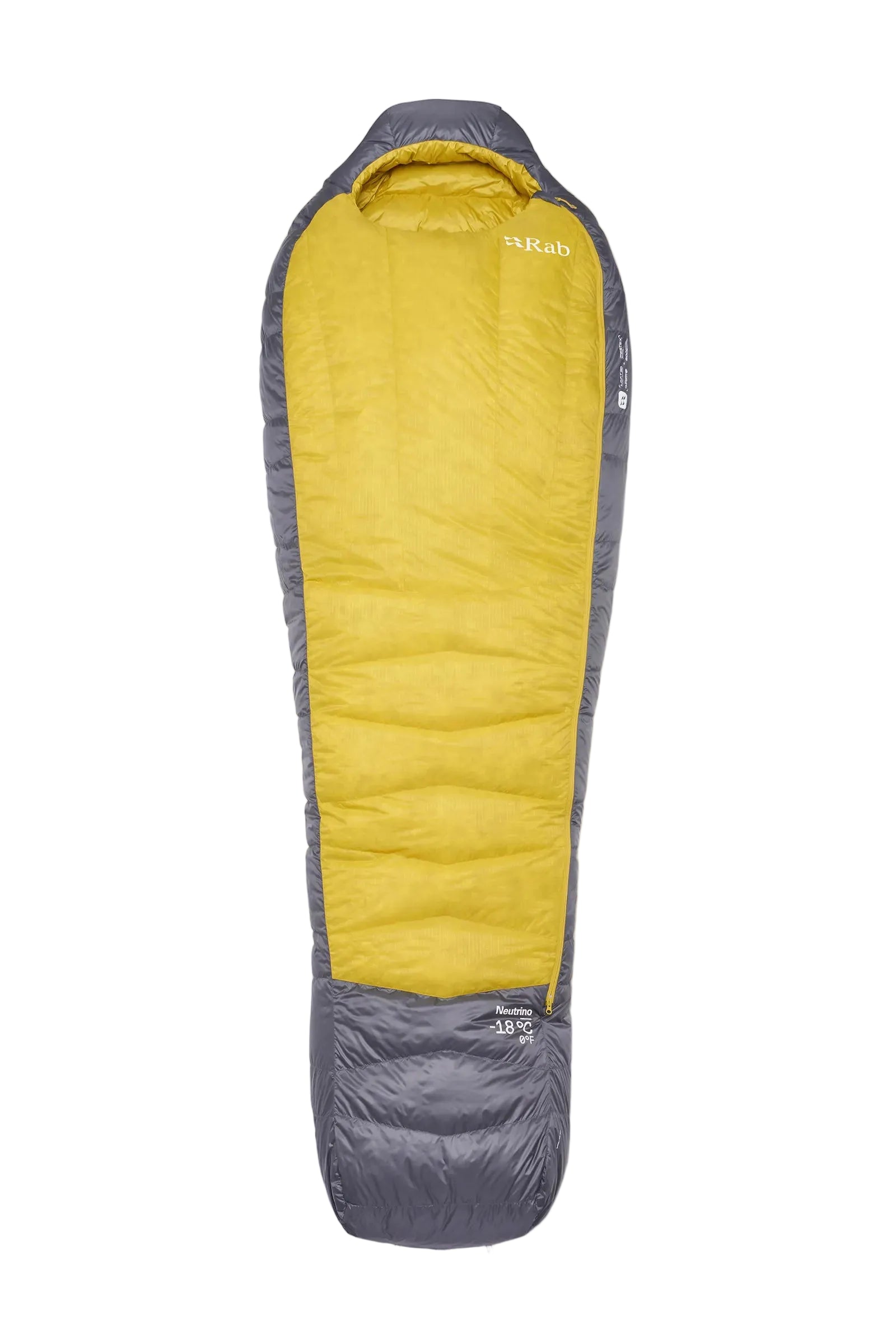 Rab Neutrino Down Sleeping Bag (-18°C/0F) in Graphene/Dark Pollen - Front