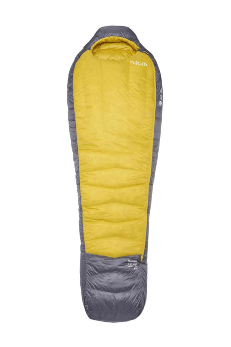 Rab Neutrino Down Sleeping Bag (-18°C/0F) in Graphene/Dark Pollen - Front
