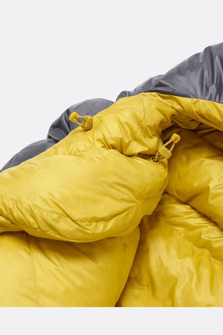 Rab Neutrino Down Sleeping Bag (-18°C/0F) in Graphene/Dark Pollen - Packed Front