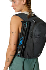 Rab Nitron 12L Lightweight Pack in Anthracite - On Model Side View with Poles