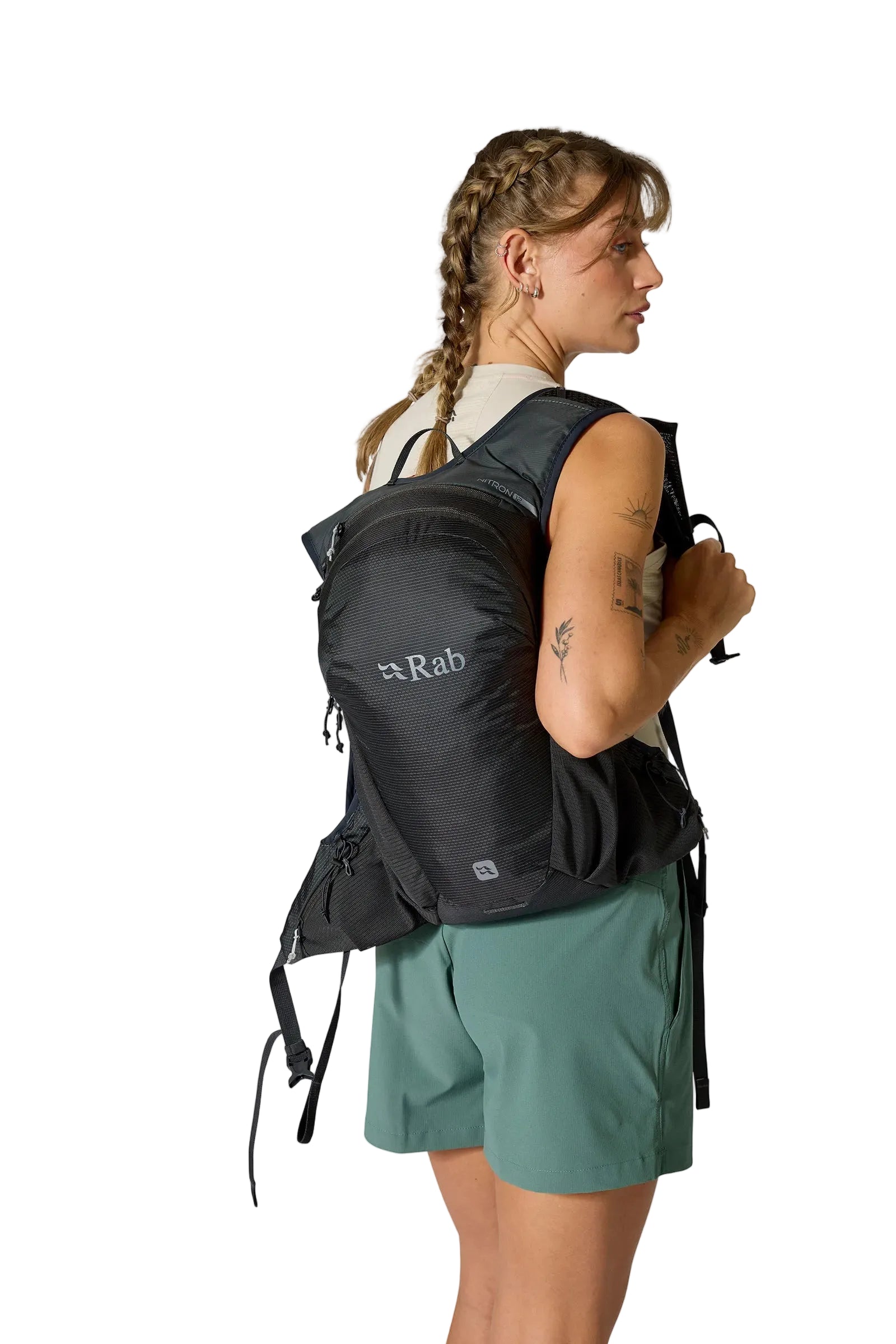 Rab Nitron 12L Lightweight Pack in Anthracite - On Model Side View