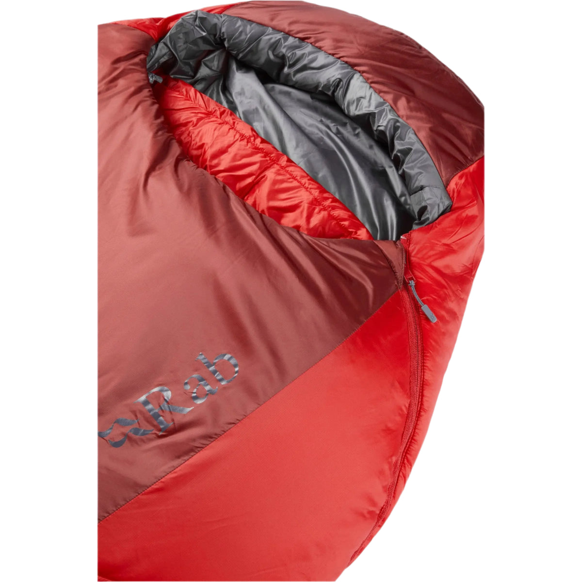 Rab Solar Eco 3 Sleeping Bag in Oxblood Red - full length, alternate angle