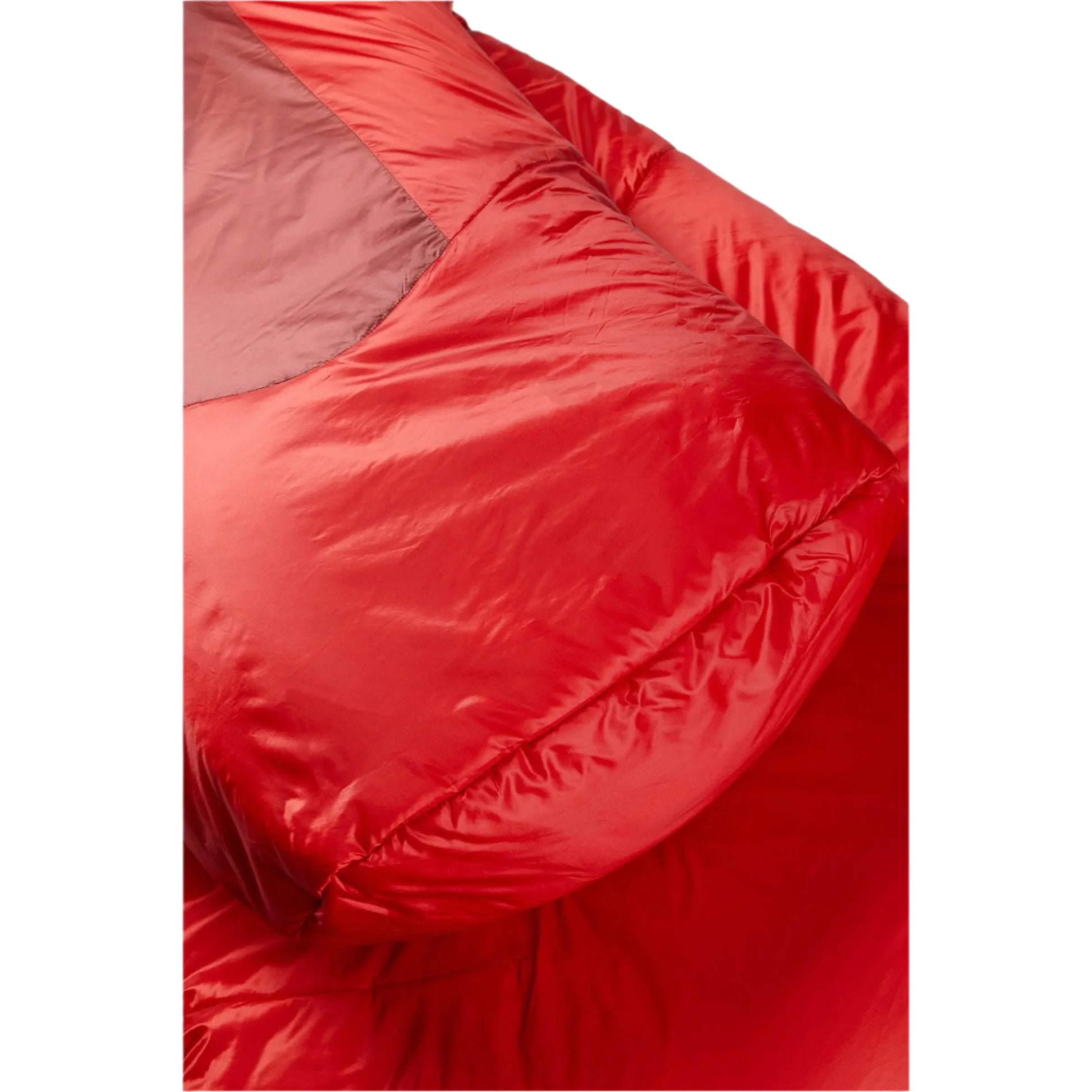 Rab Solar Eco 3 Sleeping Bag in Oxblood Red - zip baffle detail