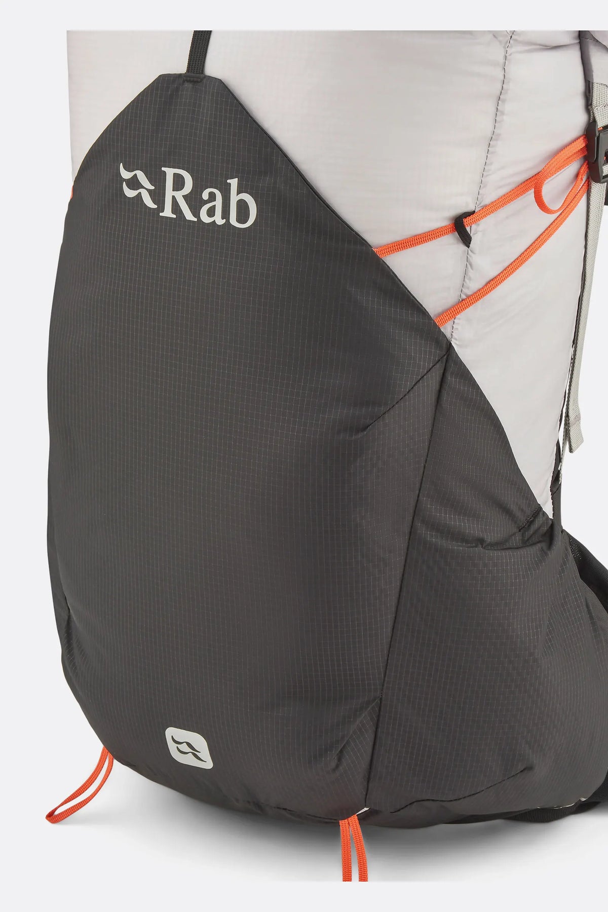 Rab Syclon XP 30L Waterproof Pack in Black/Dark Pewter - Rab Logo Detail