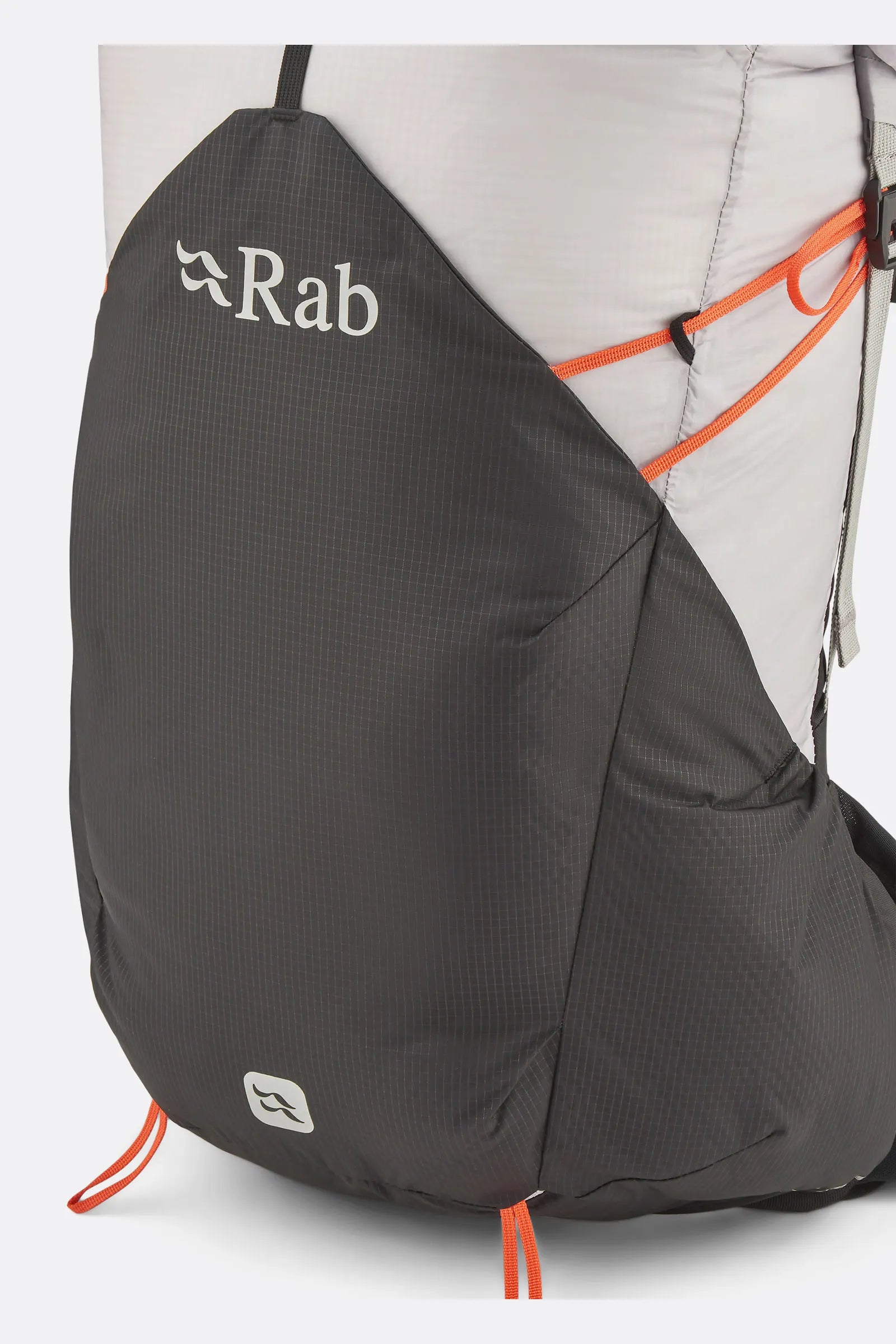 Rab Syclon XP 30L Waterproof Pack in Black/Dark Pewter - Rab Logo Detail