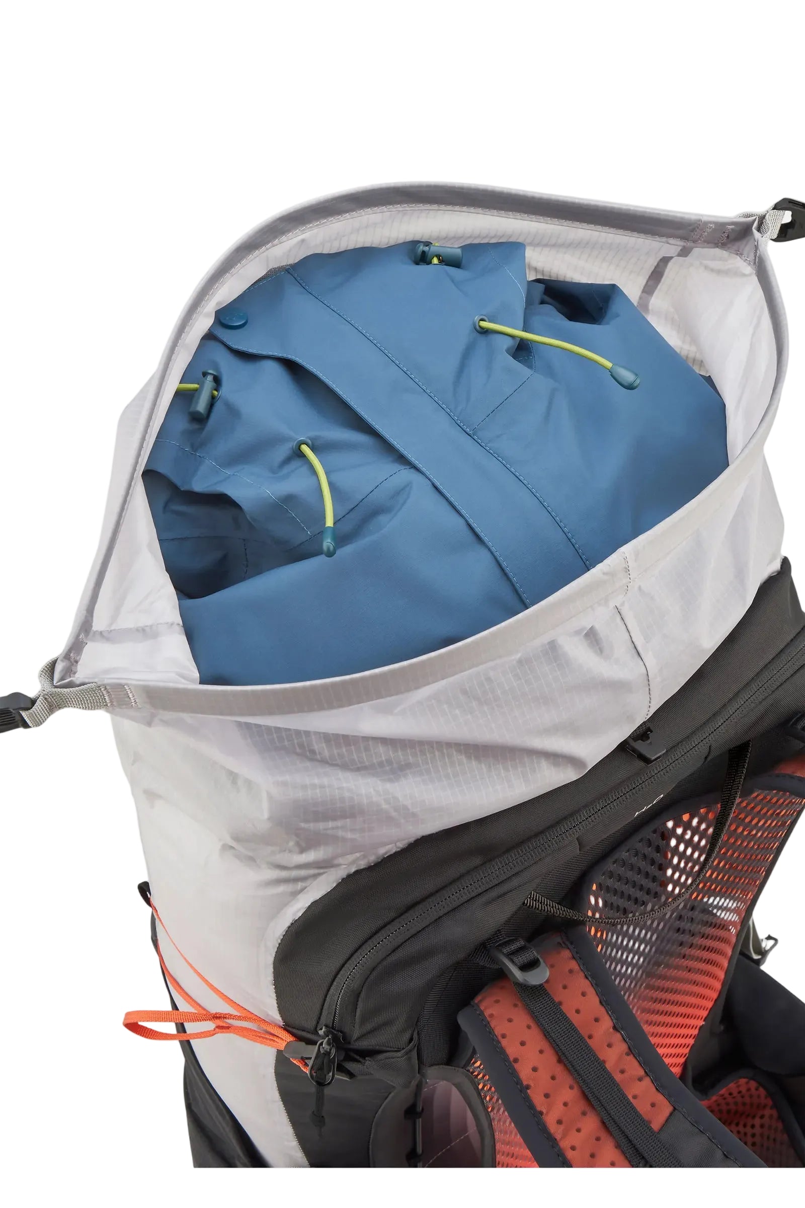 Rab Syclon XP 30L Waterproof Pack in Black/Dark Pewter - Roll Top Open