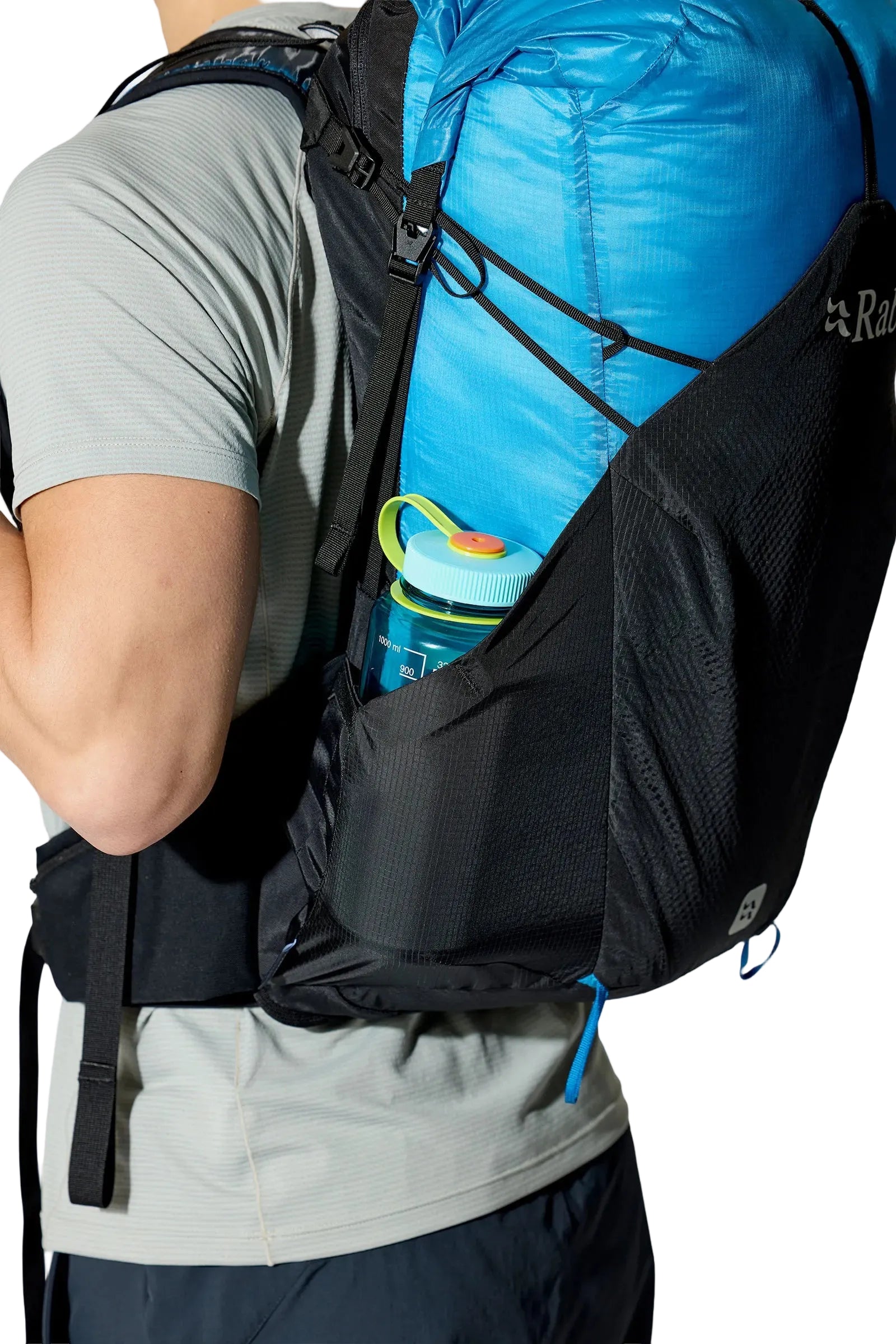 Rab Syclon XP 30L Waterproof Pack in Black/Maya Blue - Back View On Model 3
