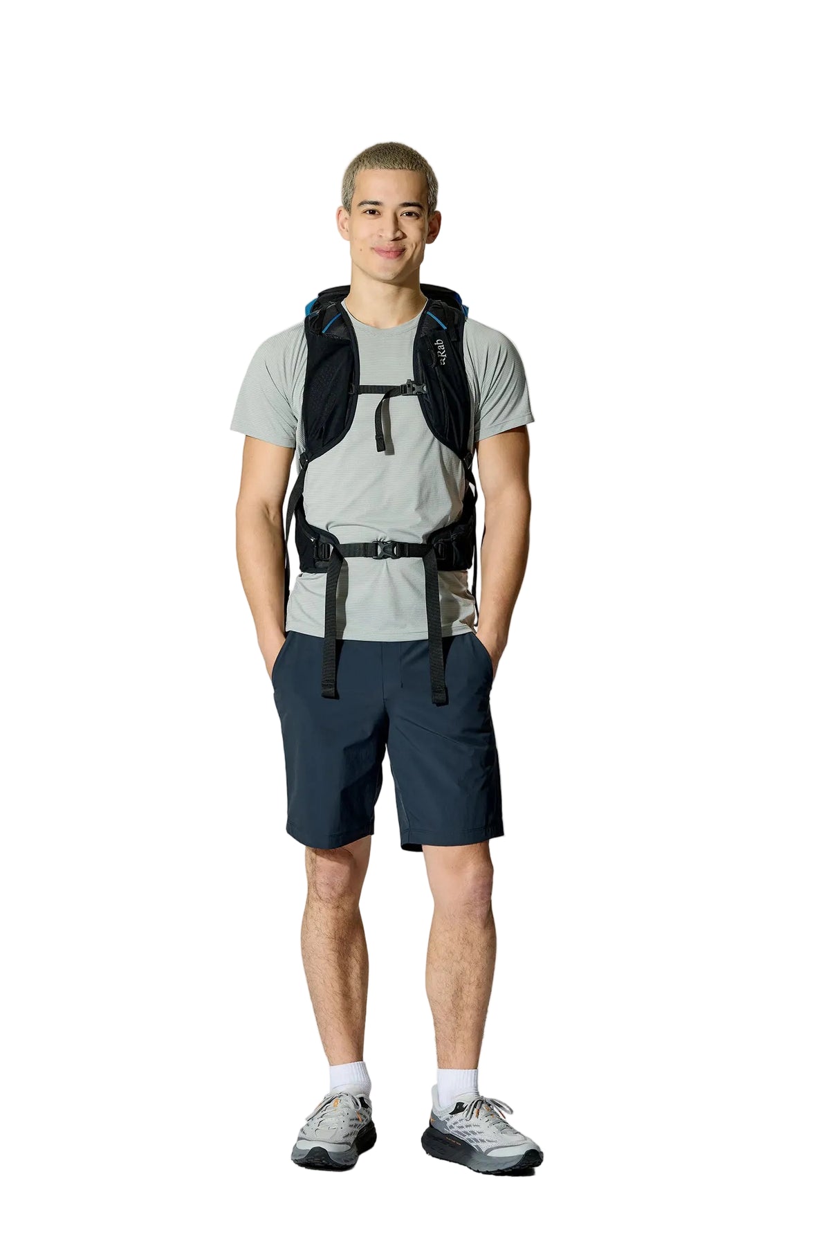 Rab Syclon XP 30L Waterproof Pack in Black/Maya Blue - Front View On Model 3