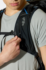 Rab Syclon XP 30L Waterproof Pack in Black/Maya Blue - Shoulder Strap Detail
