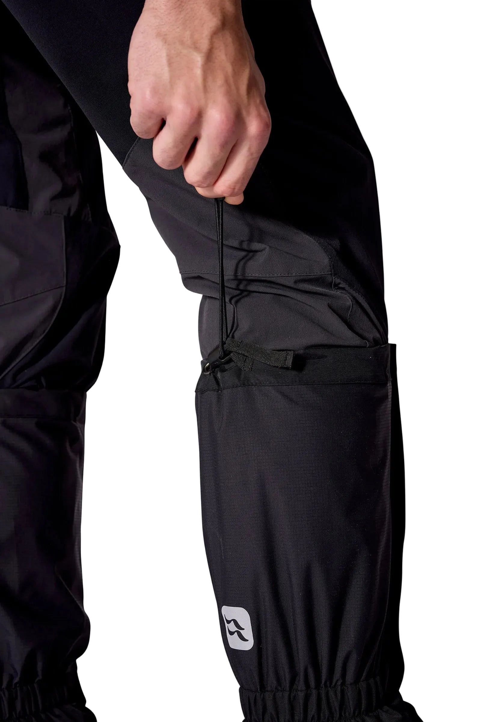 Rab Trek Gaiter in Black - worn, front closure detail