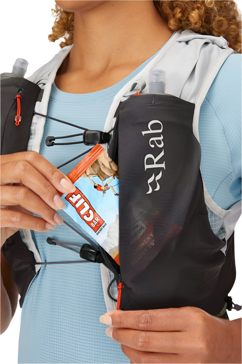 Rab Veil 12L Lightweight Running Vest in Gargoyle/Graphene - Gel Pocket Detail