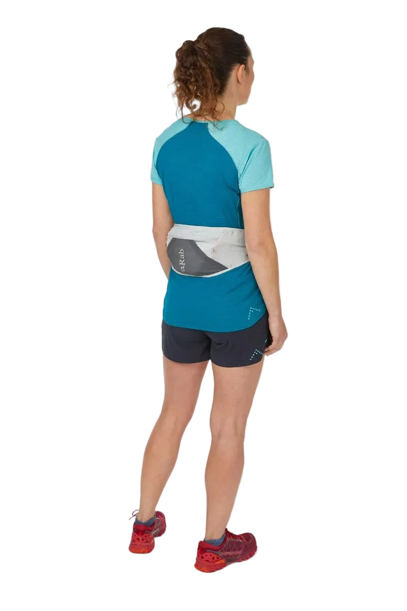 Rab Veil 1L Lightweight Belt Pack in Gargoyle/Graphene - Model Rear View Female