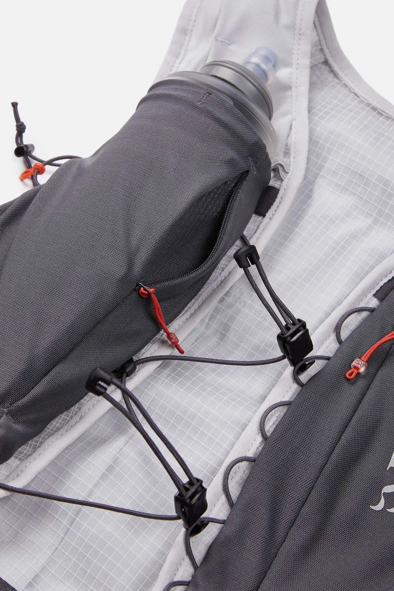 Rab Veil 6L Lightweight Running Vest in Gargoyle/Graphene - Rab Logo Detail