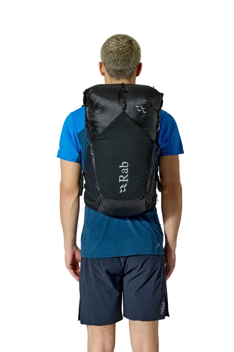 Rab Veil XP 30L Waterproof Pack in Black - On Model Side View Alt