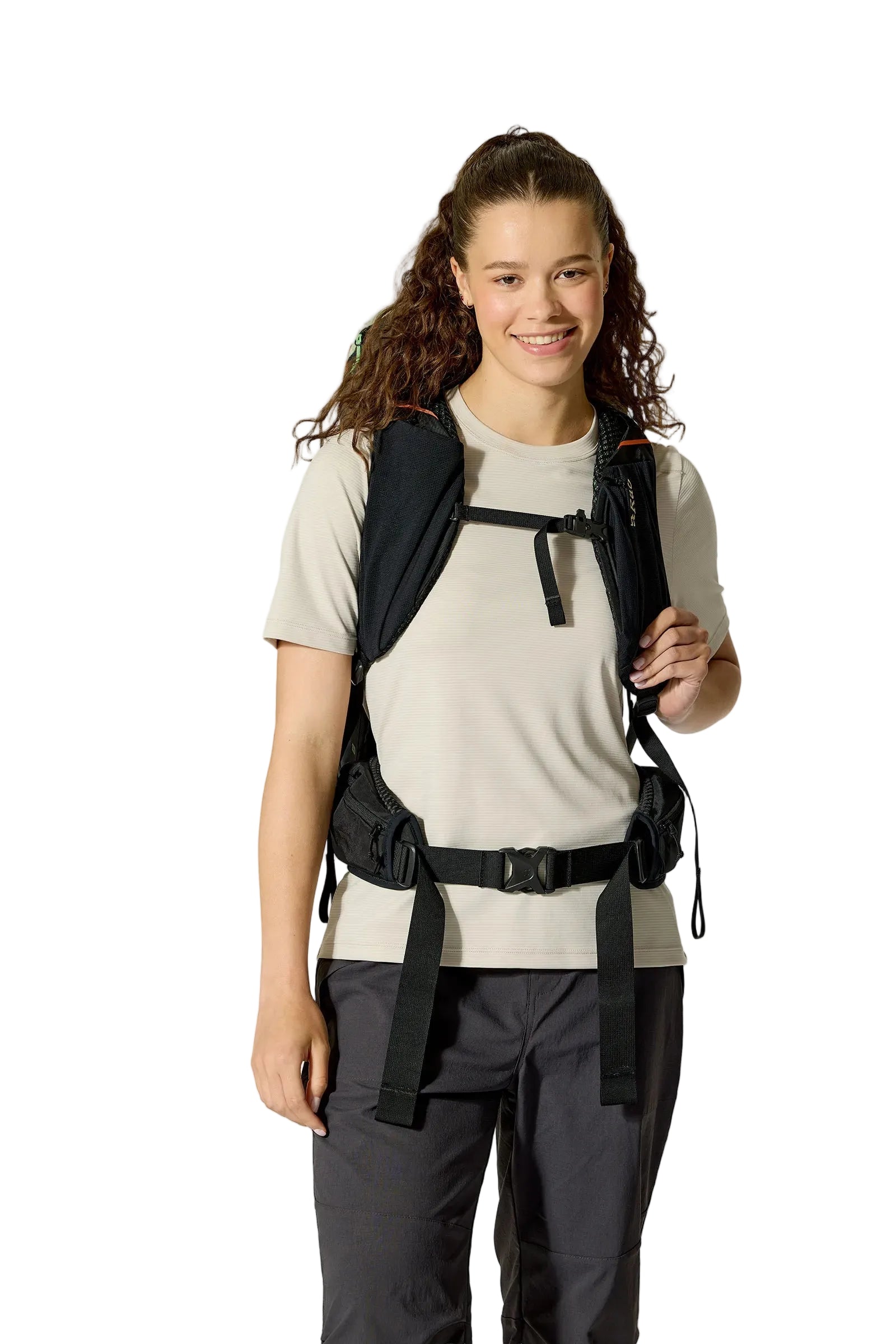 Rab Women's Airox ND 28 Day Pack in Fig Green/Black - Back View On Model 2